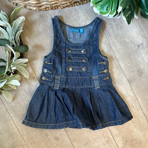 Vintage Childen’s Place Toddler Girl Denim Jumper Overalls Dress Size 24 Months - Picture 3 of 12